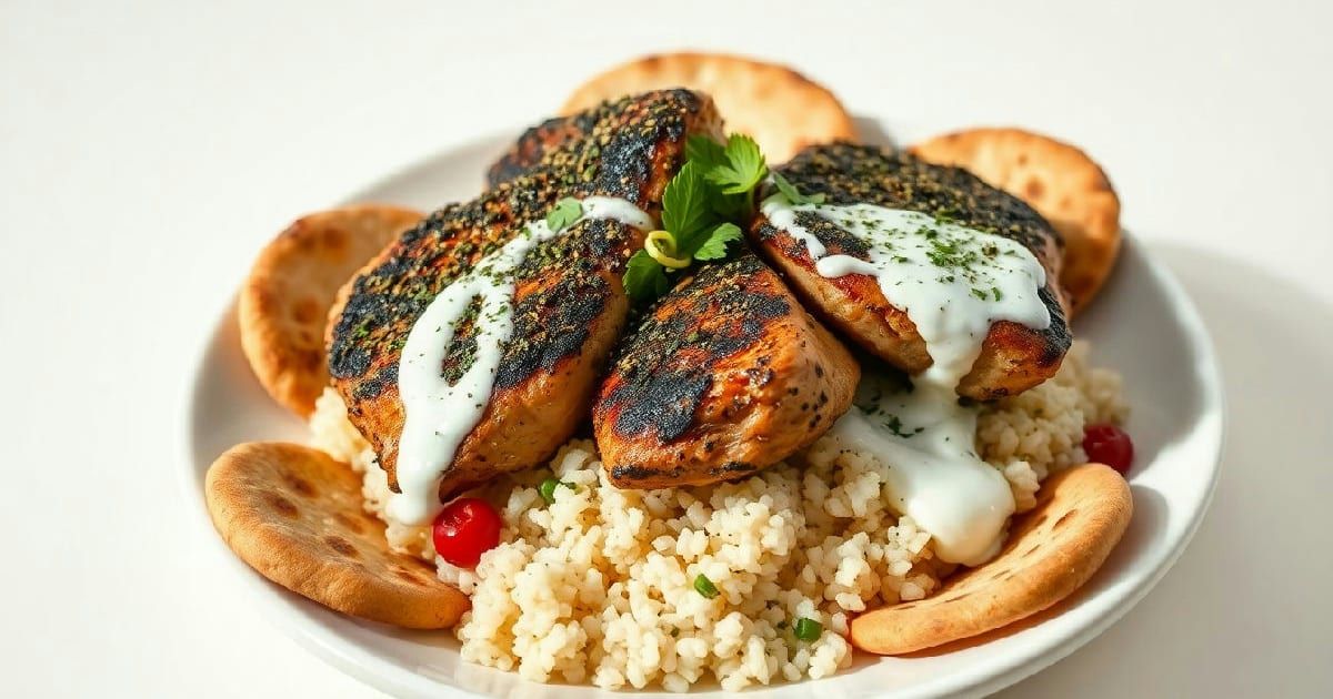 Zaatar-Grilled Chicken with Yogurt & Pita Rice