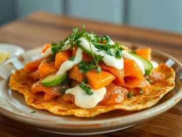 Salmon Tlayuda con Queso Oaxaca