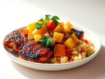 Jamaican Jerk Chicken with Caramelized Pineapple Salsa